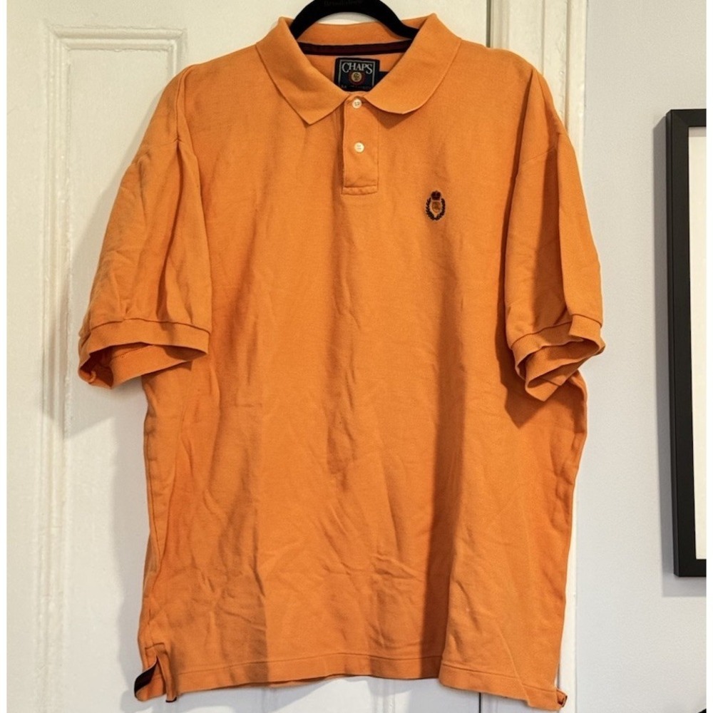Chaps Polo Ralph Lauren Men's Polo Shirt Size XL Orange Cotton Vintage